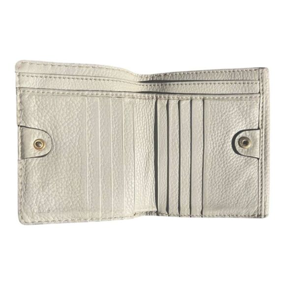 Chloe Leather Tassel Snap Compact Marcie Bi-Fold Square Wallet Gray OS - Picture 2 of 7